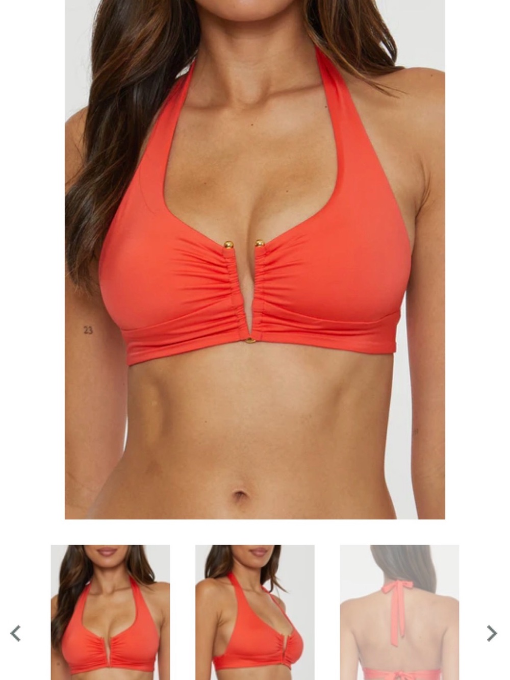 Women's Halter Bikini Top in Bright Coral